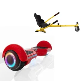 6.5 inch Hoverboard with Standard Hoverkart, Regular Red PowerBoard PRO, Standard Range and Yellow Ergonomic Seat, Smart Balance