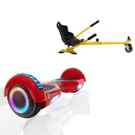 6.5 inch Hoverboard with Standard Hoverkart, Regular Red PRO, Extended Range and Yellow Ergonomic Seat, Smart Balance