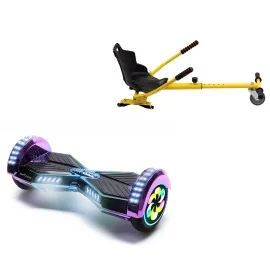 8 inch Hoverboard with Standard Hoverkart, Transformers Dakota PRO, Extended Range and Yellow Ergonomic Seat, Smart Balance