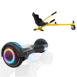 6.5 inch Hoverboard with Standard Hoverkart, Regular Carbon PRO, Standard Range and Yellow Ergonomic Seat, Smart Balance