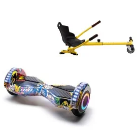 6.5 inch Hoverboard with Standard Hoverkart, Transformers HipHop PRO, Extended Range and Yellow Ergonomic Seat, Smart Balance