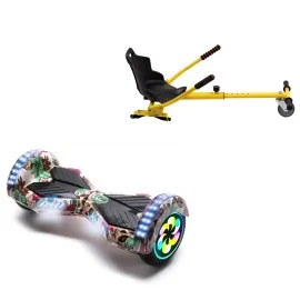 8 inch Hoverboard with Standard Hoverkart, Transformers SkullColor PRO, Standard Range and Yellow Ergonomic Seat, Smart Balance