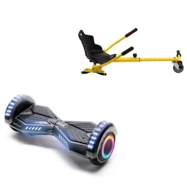 6.5 inch Hoverboard with Standard Hoverkart, Transformers Carbon PRO, Extended Range and Yellow Ergonomic Seat, Smart Balance