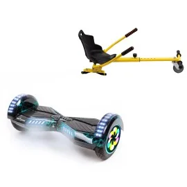 8 inch Hoverboard with Standard Hoverkart, Transformers Thunderstorm PRO, Extended Range and Yellow Ergonomic Seat, Smart Balance