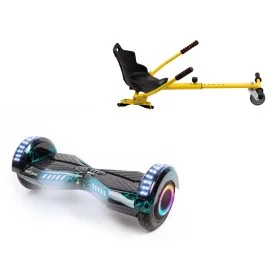 6.5 inch Hoverboard with Standard Hoverkart, Transformers Thunderstorm PRO, Extended Range and Yellow Ergonomic Seat, Smart Balance