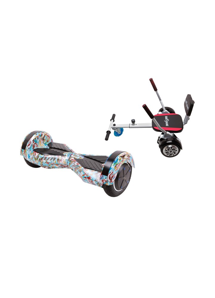 Paquet Go-Kart Hoverboard, Smart Balance Transformers Clown, 8 Pouces, Deux Moteurs 36V, 700Watts, Bluetooth, Lumieres LED , Hov