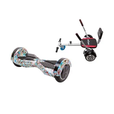 Hoverboard Go-Kart Pack, Smart Balance Transformers Clown, 8 Tommer, dubbele motoren 36V, 700 Wat, Bluetooth-luidsprekers, LED-
