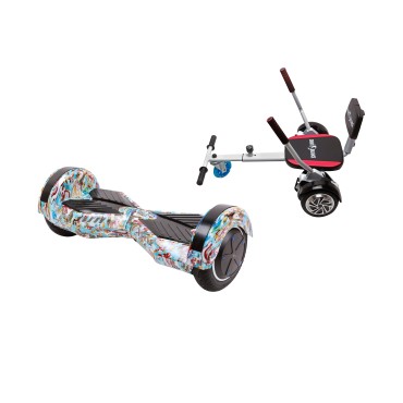 Hoverboard Paket Go-Kart, Smart Balance Transformers Clown, 8 Zoll, Doppelmotoren 36V, 700 Watt, Bluetooth-Lautsprecher, LED-Leu