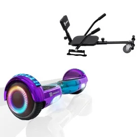 6.5 inch Hoverboard with Comfort Hoverkart, Regular Dakota PRO LED, Extended Range and Black Comfort Seat, Smart Balance