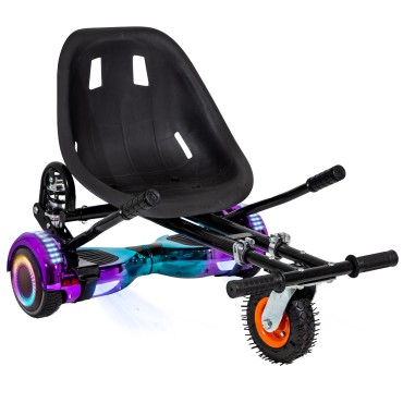6.5 inch Hoverboard with Suspensions Hoverkart, Regular Dakota PRO LED, Extended Range and Black Seat with Double Suspension Set, Smart Balance