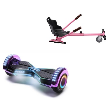 6.5 inch Hoverboard met Standaard Hoverkart, Transformers Dakota PRO LED, Verlengde Afstand en Roze Hoverkart, Smart Balance