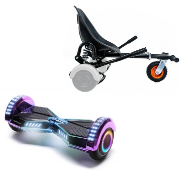 6.5 inch Hoverboard with Suspensions Hoverkart, Transformers Dakota PRO LED, Extended Range and Black Seat with Double Suspension Set, Smart Balance