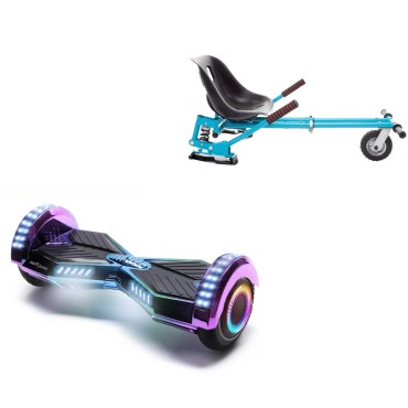 6.5 inch Hoverboard with Suspensions Hoverkart, Transformers Dakota PRO LED, Standard Range and Blue Seat with Double Suspension Set, Smart Balance