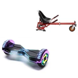 Paket Hoverboard Go Kart med Stötdämpare, 8 tums, Transformers Dakota PRO LED, Lång Räckvidd och Röd Hoverkart med Stötdämpare, Smart Balance