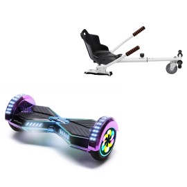 Paket Hoverboard Standard Go Kart 8 tums, Transformers Dakota PRO LED, Standard Räckvidd och Vit Hoverkart, Smart Balance