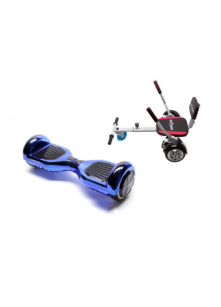 Hoverboard Go-Kart Pack, Smart Balance Regular ElectroBlue, 6.5 INCH, Dual Motors 36V, 700Wat, Bluetooth Speakers, LED Lights, 