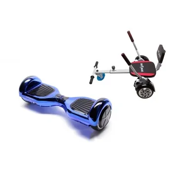 6.5 inch Hoverboard with Hoverkart, Premium Soft Seat, 15 km/h, UL2272 Certified, Bluetooth, Led Lighting, 700W Power, 4Ah Battery, Smart Balance, Regular ElectroBlue