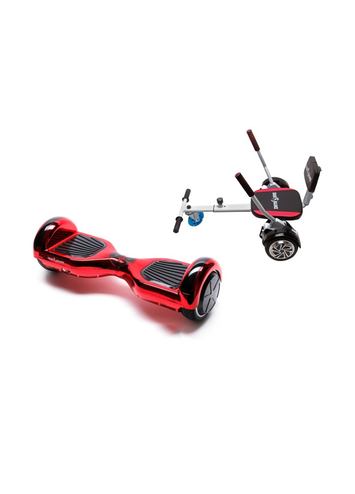 Hoverboard Go-Kart Pack, Smart Balance Regular ElectroRed, 6.5 INCH, Dual Motors 36V, 700Wat, Bluetooth Speakers, LED Lights, P