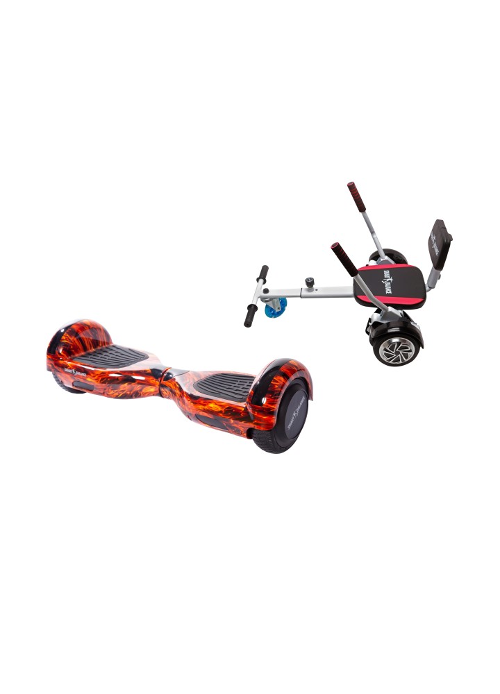 Paket Hoverboard Go-Kart, Smart Balance Regular Flame, 6.5 Tum, Dual Motors 36V, 700Wat, Bluetooth-hogtalare, LED-ljus, Premium