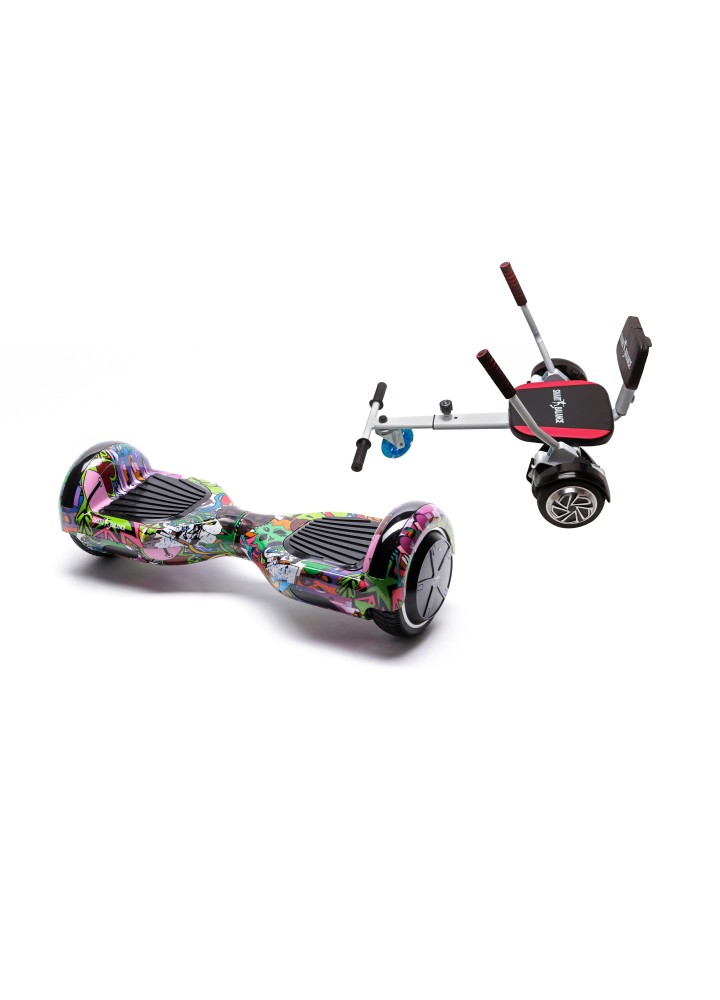 Paket Hoverboard Go-Kart, Smart Balance Regular Multicolor, 6.5 Tum, Dual Motors 36V, 700Wat, Bluetooth-hogtalare, LED-ljus, Pr