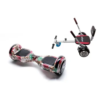 Hoverboard Go-Kart Pack, Smart Balance Regular SkullColor, 6.5 Tommer, dubbele motoren 36V, 700 Wat, Bluetooth-luidsprekers, LE