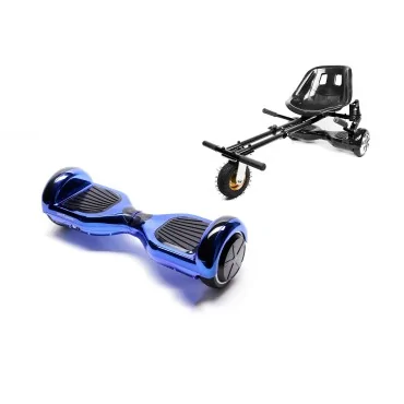 6.5 inch Hoverboard with Suspensions Hoverkart, Regular ElectroBlue, Extended Range and Black Seat with Double Suspension Set, Smart Balance