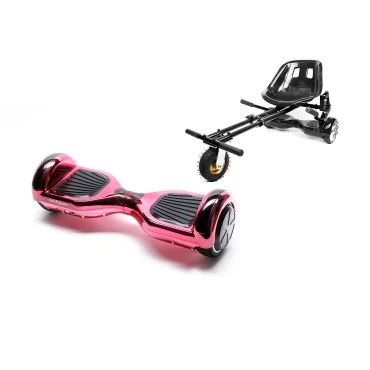 6.5 inch Hoverboard with Suspensions Hoverkart, Regular ElectroPink, Extended Range and Black Seat with Double Suspension Set, Smart Balance