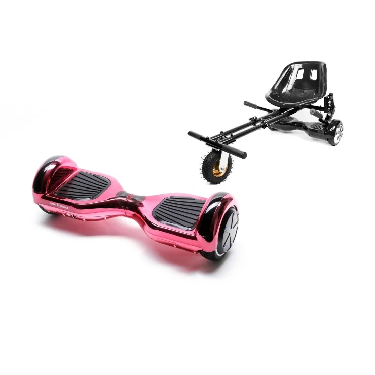 Paket Hoverboard Go Kart med Stötdämpare, 6.5 tums, Regular ElectroPink, Lång Räckvidd och Svart Hoverkart med Stötdämpare, Smart Balance