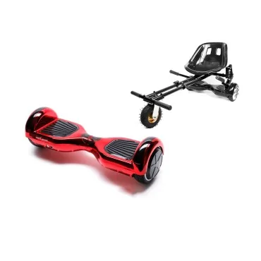 6.5 inch Hoverboard with Suspensions Hoverkart, Regular ElectroRed, Extended Range and Black Seat with Double Suspension Set, Smart Balance