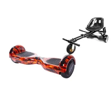 6.5 inch Hoverboard with Hoverkart, Suspension PRO Seat, Black, 15 km/h, UL2272 Certified, Bluetooth, Led Lighting, 700W Power, 4Ah Battery, Smart Balance, Regular Flame