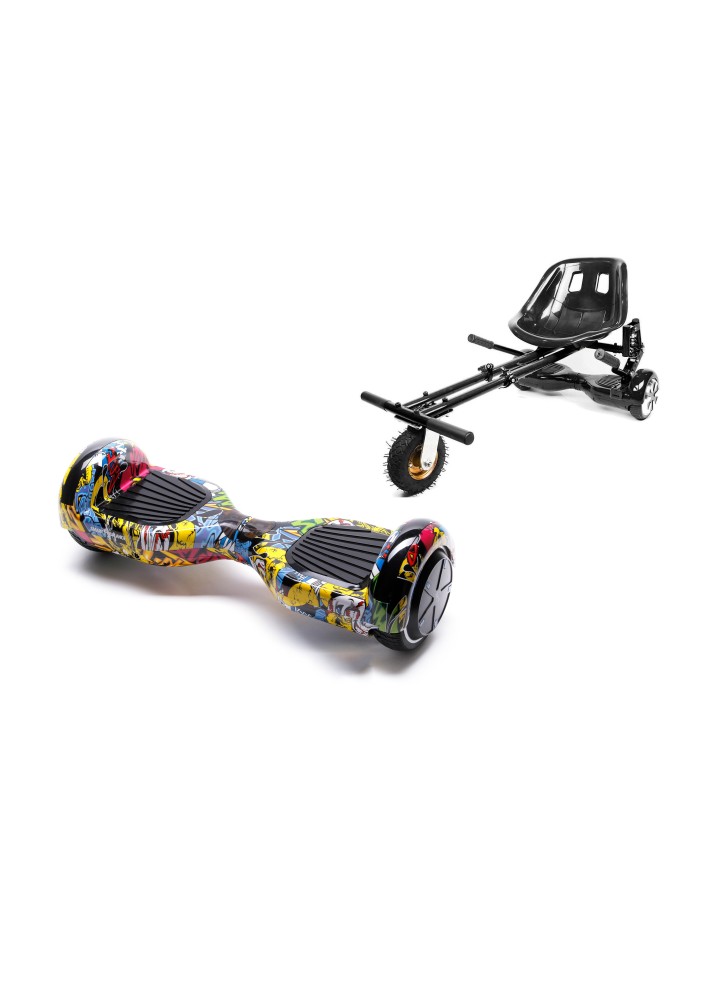 Hoverboard Go-Kart Pack, Smart Balance Regular HipHop, 6.5 INCH, Dual Motors 36V, 700Wat, Bluetooth Speakers, LED Lights, Premi