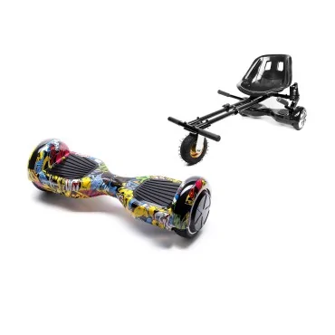 6.5 inch Hoverboard with Suspensions Hoverkart, Regular HipHop, Extended Range and Black Seat with Double Suspension Set, Smart Balance