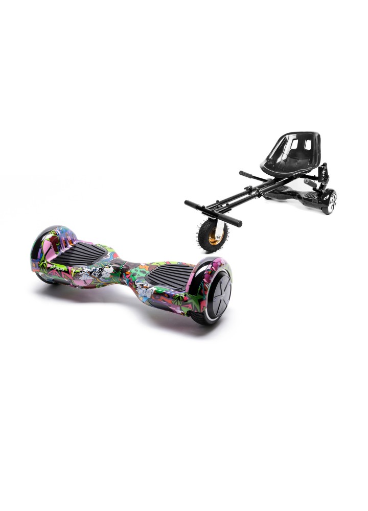 Paquet Go-Kart Hoverboard, Smart Balance Regular Multicolor, 6.5 Pouces, Deux Moteurs 36V, 700Watts, Bluetooth, Lumieres LED , H