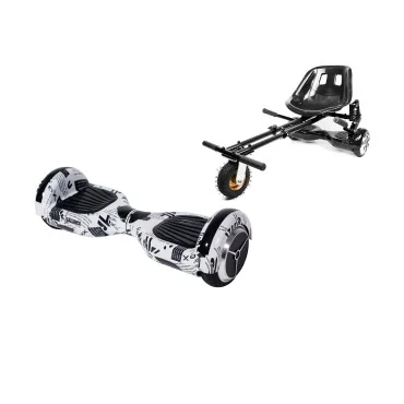 6.5 inch Hoverboard with Suspensions Hoverkart, Regular NewsPaper, Extended Range and Black Seat with Double Suspension Set, Smart Balance