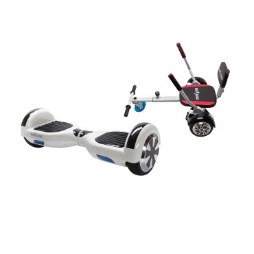 Hoverboard Paket Go-Kart, Smart Balance Regular White Pearl, 6.5 Zoll, Doppelmotoren 36V, 700 Watt, Bluetooth-Lautsprecher, LED-