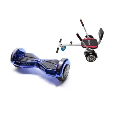 6.5 inch Hoverboard with Hoverkart, Premium Soft Seat, 15 km/h, UL2272 Certified, Bluetooth, Led Lighting, 700W Power, 4Ah Battery, Smart Balance, Transformers ElectroBlue