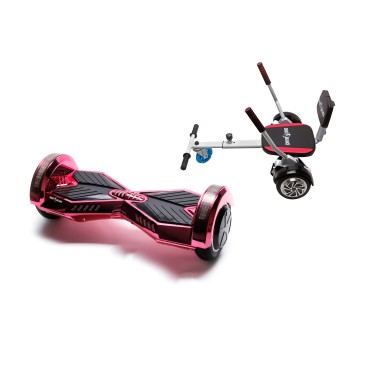 Paquet Go-Kart Hoverboard, Smart Balance Transformers ElectroPink, 8 Pouces, Deux Moteurs 36V, 700Watts, Bluetooth, Lumieres LED