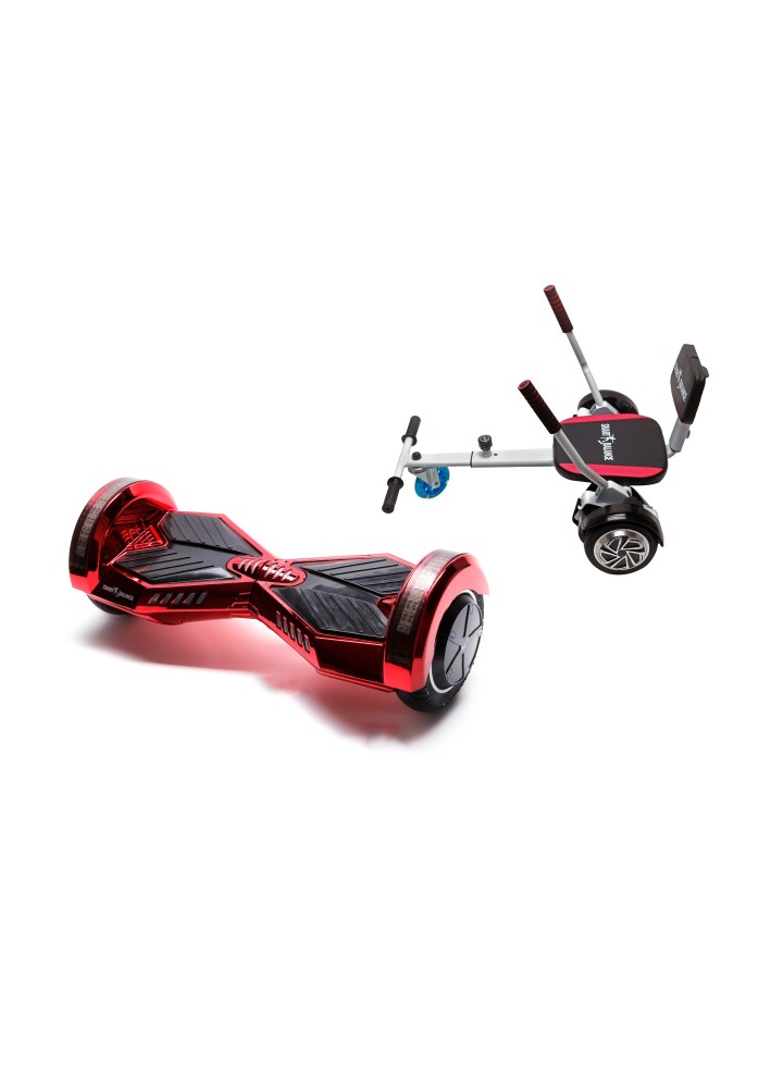 Hoverboard Paket Go-Kart, Smart Balance Transformers ElectroRed, 8 Zoll, Doppelmotoren 36V, 700 Watt, Bluetooth-Lautsprecher, LE
