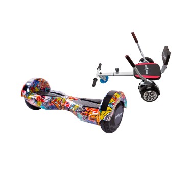 Paquet Go-Kart Hoverboard, Smart Balance Transformers HipHop Orange, 8 Pouces, Deux Moteurs 36V, 700Watts, Bluetooth, Lumieres L
