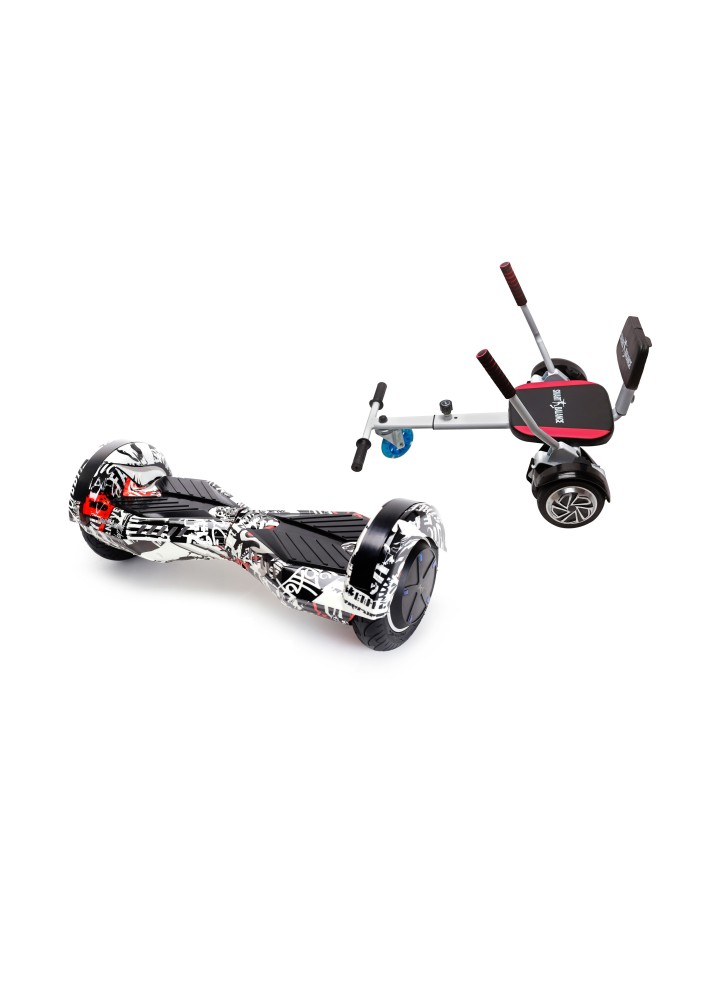 Paket Hoverboard Go-Kart, Smart Balance Transformers Last Dead, 8 Tum, Dual Motors 36V, 700Wat, Bluetooth-hogtalare, LED-ljus,