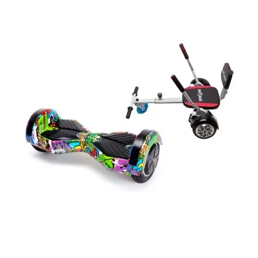 8 inch Hoverboard with Hoverkart, Premium Soft Seat, 15 km/h, UL2272 Certified, Bluetooth, Led Lighting, 700W Power, 4Ah Battery, Smart Balance, Transformers Multicolor 