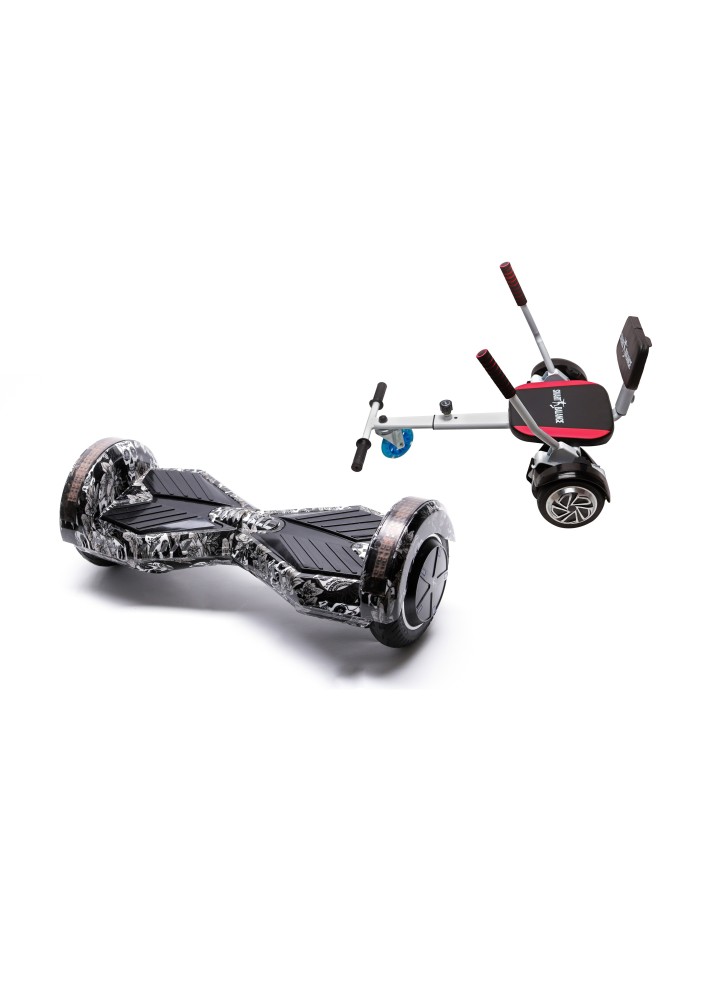 Paquet Go-Kart Hoverboard, Smart Balance Transformers SkullHead, 8 Pouces, Deux Moteurs 36V, 700Watts, Bluetooth, Lumieres LED ,