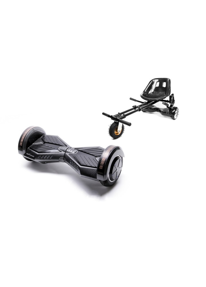 Hoverboard Paket Go-Kart, Smart Balance Transformers Carbon, 8 Zoll, Doppelmotoren 36V, 700 Watt, Bluetooth-Lautsprecher, LED-Le