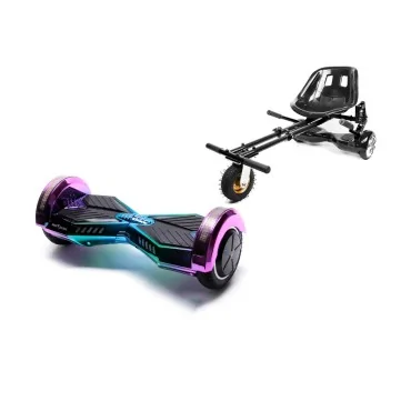 8 inch Hoverboard with Suspensions Hoverkart, Transformers Dakota, Extended Range and Black Seat with Double Suspension Set, Smart Balance