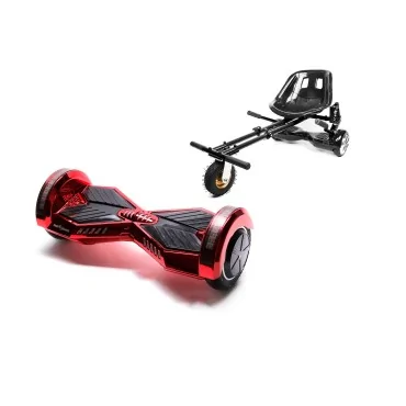 8 inch Hoverboard with Hoverkart, Suspension PRO Seat, Black, 15 km/h, UL2272 Certified, Bluetooth, Led Lighting, 700W Power, 4Ah Battery, Smart Balance, Transformers ElectroRed 