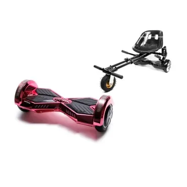 8 inch Hoverboard with Suspensions Hoverkart, Transformers ElectroPink, Extended Range and Black Seat with Double Suspension Set, Smart Balance