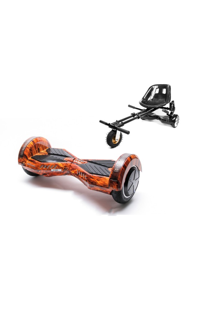 Hoverboard Paket Go-Kart, Smart Balance Transformers Flame, 8 Zoll, Doppelmotoren 36V, 700 Watt, Bluetooth-Lautsprecher, LED-Leu