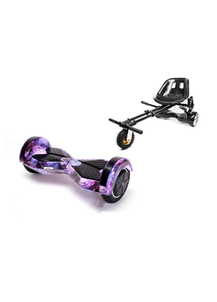 Hoverboard Go-Kart Pack, Smart Balance Transformers Galaxy, 8 INCH, Dual Motors 36V, 700Wat, Bluetooth Speakers, LED Lights, Pr