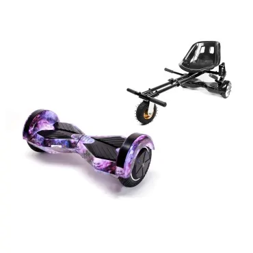 8 inch Hoverboard with Suspensions Hoverkart, Transformers Galaxy, Extended Range and Black Seat with Double Suspension Set, Smart Balance