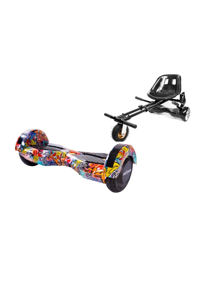 Hoverboard Paket Go-Kart, Smart Balance Transformers HipHop Orange, 8 Zoll, Doppelmotoren 36V, 700 Watt, Bluetooth-Lautsprecher,